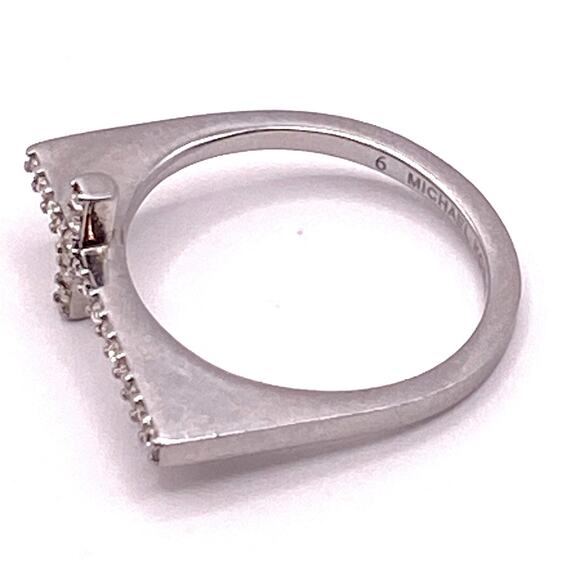 RARE MICHAEL KORS Pave CZ Cross Ring Silver Tone - Size 6 - Picture 4 of 6